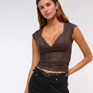 Abercrombie Zoe Bra Free Brown Lace Top